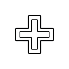 Fototapeta premium A black and white graphic of a cross with a double outline, creating a stylized and modern appearance.