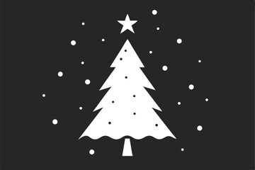 Fototapeta premium monochrome christmas tree silhouette surrounded b (1).eps