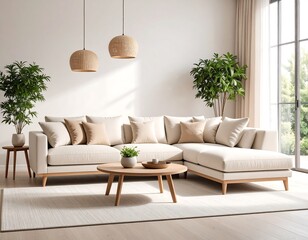 Modern beige sectional living room