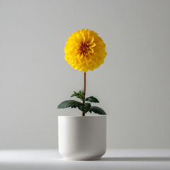 yellow flower in a pot cinematic lighting white Generative ai
