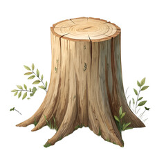  Tree Stump with Green Leaves