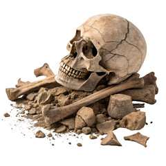  Skull and Bones Buried in Soil