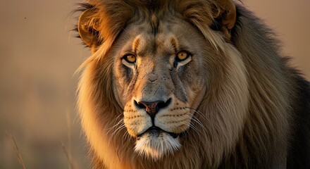 Naklejka premium Majestic Lion Close-up 