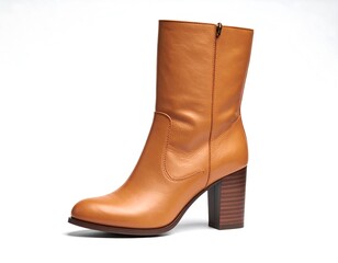 Light brown leather heeled boot