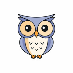 Adorable Cartoon Owl Illustration with Big Eyes and a Soft Color Palette Design Concept