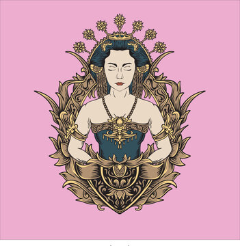 dewi sri laksmi vector illustration