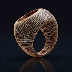 Ring Jewelry Design Modern Stylish Art Sculpture Handmade Ornament Fashion Metal Luxury Geometric 3D Graphic Pattern Elegance Accessories Unique Aesthetic Surface Reflection Object Illustration Craft