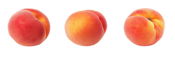 High quality photograph of three different peach varieties