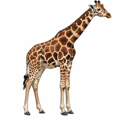 Majestic African Giraffe Standing Tall Isolated on White Background Studio Shot