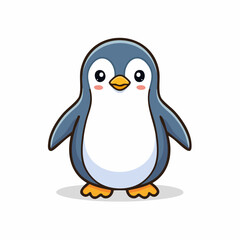 Charming Cartoon Penguin Illustration with Sweet Expression and Clean Vector Design