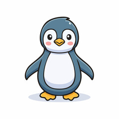 Adorable Cartoon Penguin Illustration with a Gentle Smile on a Plain Background