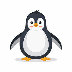 Obraz premium Adorable Penguin Cartoon Character with Big Eyes and Orange Beak on a White Background