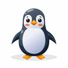 Adorable penguin cartoon character in a simple and clean digital illustration
