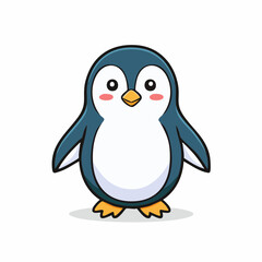 Obraz premium Adorable cartoon penguin with blush standing isolated on a white background illustration