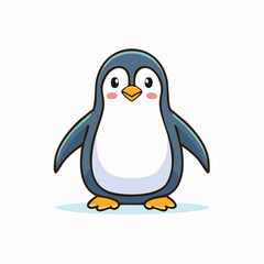 Fototapeta premium Cute cartoon penguin standing with a happy expression on a white isolated background
