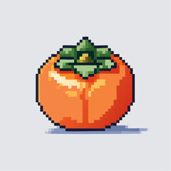 Pixelated Persimmon: A Retro Gaming Inspired Still Life of a Japanese Fruit Art