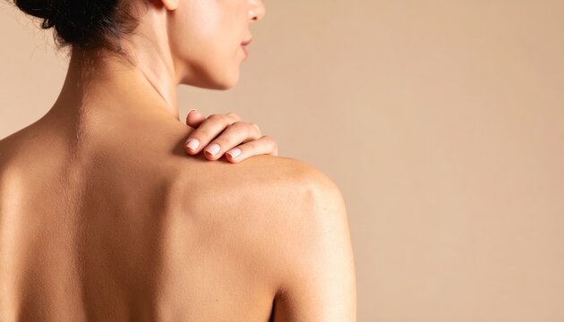 Elegant Woman's Bare Back and Shoulder Demonstrating Natural Beauty and Wellness
