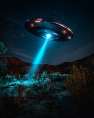 UFO Extraterrestrial Research Spaceship Phenomena Nightscape Adventure Beaming Stars Wilderness Desert Terrain Observation Apparatus Sci-Fi Photography Exploration Future Horizon Sky Vibrations
