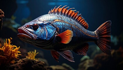 Fototapeta premium Fantastic fish aquatic animal with vibrant colors and detailed textures