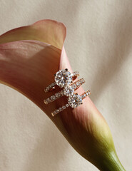 Diamond Gold Ring Jewelry Petals Luxury Glamour Fashion Romantic Decorative Wedding Engagement Celebration Chic Modern Dreamy Blooming Brilliance Dazzling Gorgeous Touch