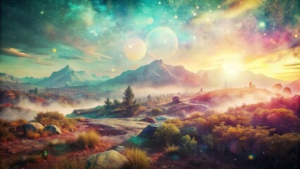 Obraz premium Fantasy Landscape with Celestial Sky