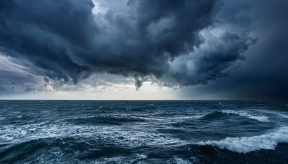 Obraz premium stormy maritime scene featuring a dramatic cloud filled sky