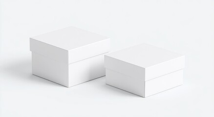 Two blank white square gift boxes
