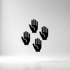 Obraz premium Four black hand icons arranged in a diamond shape isolated on white background