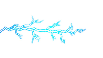 Blue electric lightning bolt with transparent background

