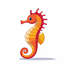 Fototapeta premium Adorable Cartoon Seahorse Illustration on White Background for Children's Content