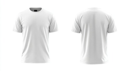 Blank white short-sleeve t-shirt, front and back views