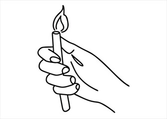 Artistic single line illustration of a human hand gently holding a flickering flame with subtle color gradients and classic typography