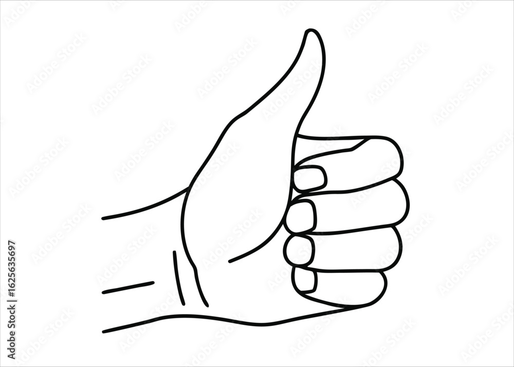 Poster minimalist continuous single line art depicting a human hand in a gesture of showing something with 