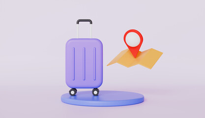 Suitcase with passport and ticket, Holiday vacation, Ready for travel, Tourism and travel concept