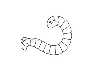 Fototapeta premium Adorable segmented earthworm character with a happy face and pink blush.