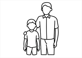 Charming hand drawn line art illustration celebrating fatherhood and family bonds with a heartfelt touch