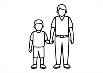 Charming hand drawn line art illustration celebrating fatherhood and family bonds with a heartfelt touch