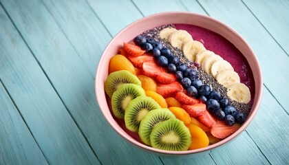 vibrant smoothie bowl with fresh fruits and superfood toppings