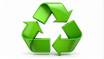 Obraz premium A vibrant 3D recycling symbol representing the concept of environmental sustainability and ecological responsibility on a clean white background.
