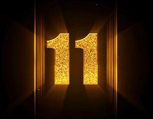 Golden Number 11 with Glowing, and Dark.