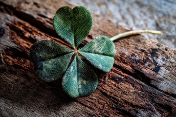 Four-leaf clover on weathered wood (27)