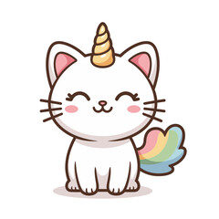  Cute Unicorn Cat with Rainbow Tail