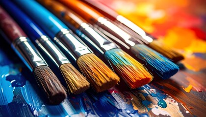 Obraz premium Colorful Paintbrushes on Palette.