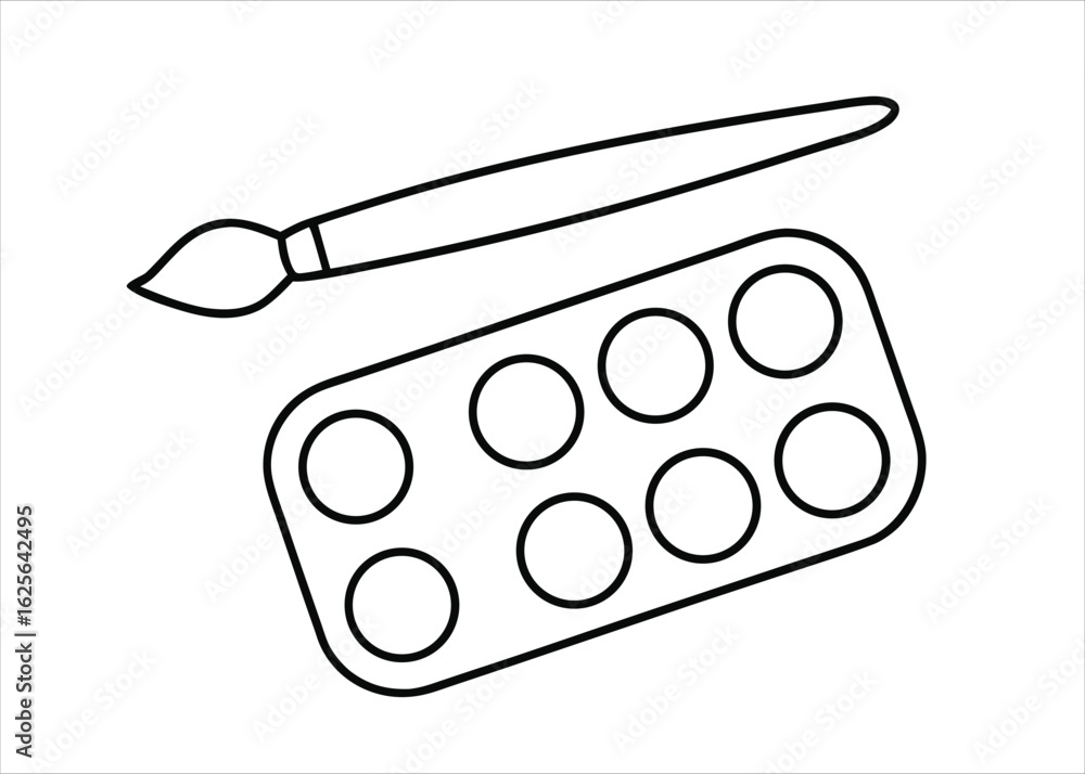 Poster artistic palette and brush stroke design featuring a single continuous line art concept for creative