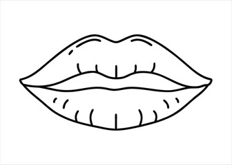 Obraz premium Minimalist single line art illustration of a person biting their lip conveying emotion and sensuality in a clean graphic style