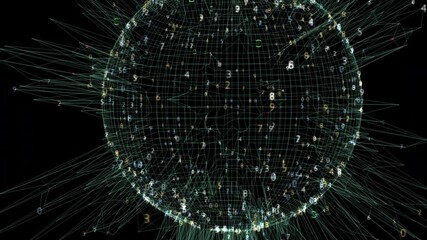 Data sphere computing and processing AI info based on a large language model, 4k 24p, alpha channel for transparent background - Powered by Adobe