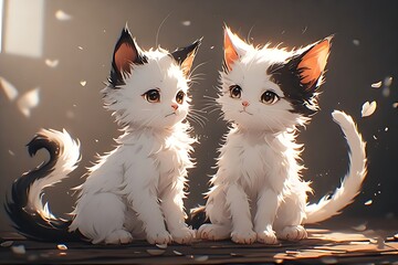 two white cats cute 