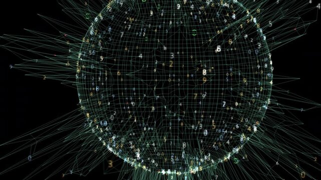 Data sphere computing and processing AI info based on a large language model, 4k 24p, alpha channel for transparent background - Powered by Adobe