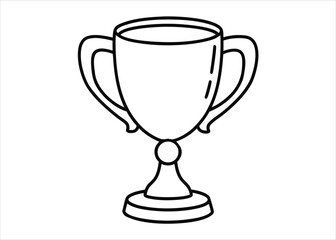Elegant single line drawing of a triumphant champion cup celebrating victory on a clean white background for design projects