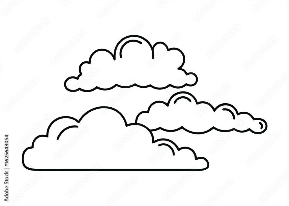 Aufkleber minimalist sky scene with delicate continuous line art of clouds and atmospheric elements